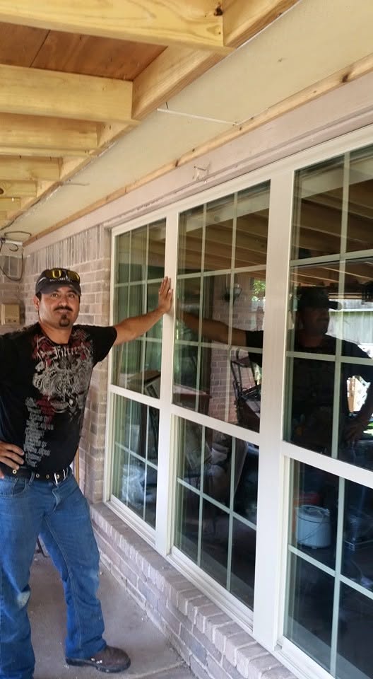 Owner with newly installed patio windows